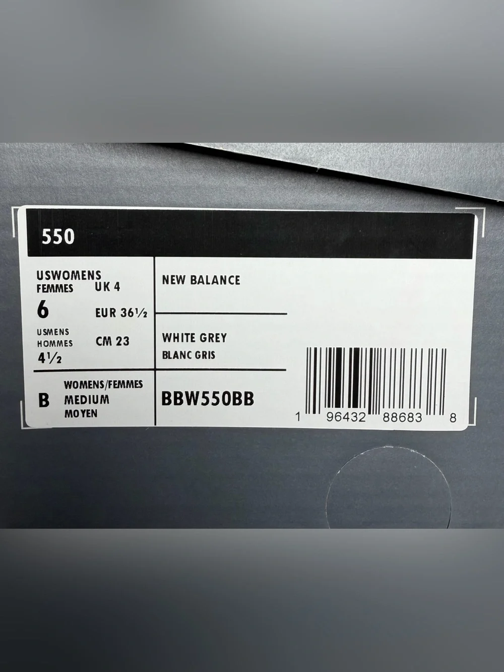 New Balance 550 Women’s 6 White Grey BBW550BB Basketball Sneaker Athletic Shoes